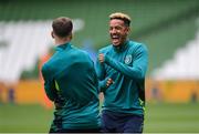 7 June 2022; Callum Robinson and Jayson Molumby, left, during a Republic of Ireland training session at Aviva Stadium in Dublin. Photo by Stephen McCarthy/Sportsfile
