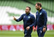 7 June 2022; Coaches Stephen Rice, left, and John Eustace during a Republic of Ireland training session at Aviva Stadium in Dublin. Photo by Stephen McCarthy/Sportsfile
