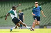7 June 2022; Michael Obafemi and Jayson Molumby, right, during a Republic of Ireland training session at Aviva Stadium in Dublin. Photo by Stephen McCarthy/Sportsfile
