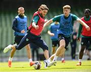 7 June 2022; Jeff Hendrick and Nathan Collins, right, during a Republic of Ireland training session at Aviva Stadium in Dublin. Photo by Stephen McCarthy/Sportsfile