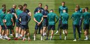 7 June 2022; Manager Stephen Kenny speaks to his players during a Republic of Ireland training session at Aviva Stadium in Dublin. Photo by Stephen McCarthy/Sportsfile