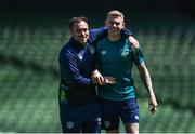 7 June 2022; Coach Stephen Rice and James McClean, right, during a Republic of Ireland training session at Aviva Stadium in Dublin. Photo by Stephen McCarthy/Sportsfile