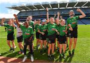 8 June 2022; Players from Scoil Mhuire, Lucan, celebrate after their victory over Belgrove BNS in the Corn Herald final at the Allianz Cumann na mBunscoil Hurling Finals in Croke Park, Dublin. Over 2,800 schools and 200,000 students are set to compete in the primary schools competition this year with finals taking place across the country. Allianz and Cumann na mBunscol are also gifting 500 footballs, 200 hurleys and 200 sliotars to schools across the country to welcome Ukrainian students into our national games and local communities. Photo by Piaras Ó Mídheach/Sportsfile