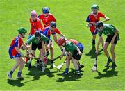 8 June 2022; Action between Belgrove BNS and Scoil Mhuire, Lucan, during the Corn Herald final at the Allianz Cumann na mBunscoil Hurling Finals in Croke Park, Dublin. Over 2,800 schools and 200,000 students are set to compete in the primary schools competition this year with finals taking place across the country. Allianz and Cumann na mBunscol are also gifting 500 footballs, 200 hurleys and 200 sliotars to schools across the country to welcome Ukrainian students into our national games and local communities. Photo by Piaras Ó Mídheach/Sportsfile
