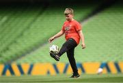 7 June 2022; Ukrainian citizen Mattvii Rybkin, age 12, from Zhytomyr, during a Republic of Ireland training session at Aviva Stadium in Dublin. Photo by Stephen McCarthy/Sportsfile