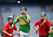 8 June 2022; Senan Ó Broin of Scoil Oilibheir, Coolmine, in action against Holy Trinity SNS in the Corn Tom Ryder final during the Allianz Cumann na mBunscoil Hurling Finals in Croke Park, Dublin. Over 2,800 schools and 200,000 students are set to compete in the primary schools competition this year with finals taking place across the country. Allianz and Cumann na mBunscol are also gifting 500 footballs, 200 hurleys and 200 sliotars to schools across the country to welcome Ukrainian students into our national games and local communities. Photo by Piaras Ó Mídheach/Sportsfile
