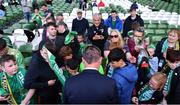 8 June 2022; Republic of Ireland manager Stephen Kenny signs autographs before the UEFA Nations League B group 1 match between Republic of Ireland and Ukraine at Aviva Stadium in Dublin. Photo by Ben McShane/Sportsfile