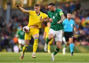 8 June 2022; Artem Dovbyk of Ukraine in action against Shane Duffy of Republic of Ireland during the UEFA Nations League B group 1 match between Republic of Ireland and Ukraine at Aviva Stadium in Dublin. Photo by Ben McShane/Sportsfile