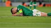 8 June 2022; Shane Duffy of Republic of Ireland reacts after a missed goal chance in the second half during the UEFA Nations League B group 1 match between Republic of Ireland and Ukraine at Aviva Stadium in Dublin. Photo by Seb Daly/Sportsfile