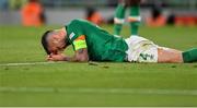 8 June 2022; Shane Duffy of Republic of Ireland reacts after a missed goal chance in the second half during the UEFA Nations League B group 1 match between Republic of Ireland and Ukraine at Aviva Stadium in Dublin. Photo by Seb Daly/Sportsfile