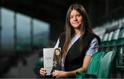 9 June 2022; Republic of Ireland international and Glasgow City player Clare Shine at the launch of her book &quot;Scoring Goals in the Dark&quot;, at Tallaght Stadium in Dublin. Photo by Seb Daly/Sportsfile