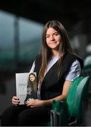 9 June 2022; Republic of Ireland international and Glasgow City player Clare Shine at the launch of her book &quot;Scoring Goals in the Dark&quot;, at Tallaght Stadium in Dublin. Photo by Seb Daly/Sportsfile