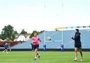 9 June 2022; Jordan Larmour and Hugo Keenan during the Leinster Rugby Captain's Run at the RDS Arena in Dublin. Photo by Harry Murphy/Sportsfile