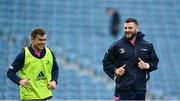 9 June 2022; Robbie Henshaw, right, and Luke McGrath during the Leinster Rugby Captain's Run at the RDS Arena in Dublin. Photo by Harry Murphy/Sportsfile