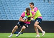 9 June 2022; Ryan Baird and Hugo Keenan during the Leinster Rugby Captain's Run at the RDS Arena in Dublin. Photo by Harry Murphy/Sportsfile
