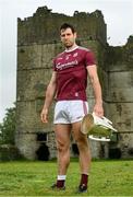 9 June 2022; Gearóid McInerney of Galway poses for a portrait with the Liam MacCarthy Cup at Loughmore Castle at the GAA Hurling All-Ireland Senior Championship Series national launch in Tipperary. Photo by Brendan Moran/Sportsfile
