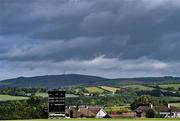 10 June 2022; A general view of the scoreboard before the Cricket Ireland Inter-Provincial Trophy match between North West Warriors and Northern Knights at Bready Cricket Club in Bready, Tyrone. Photo by Ramsey Cardy/Sportsfile