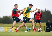 10 June 2022; Jayson Molumby and James McClean, left, during a Republic of Ireland training session at the FAI National Training Centre in Abbotstown, Dublin. Photo by Stephen McCarthy/Sportsfile