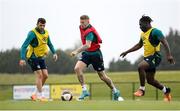 10 June 2022; James McClean with Troy Parrott, left, and Festy Ebosele, right, during a Republic of Ireland training session at the FAI National Training Centre in Abbotstown, Dublin. Photo by Stephen McCarthy/Sportsfile