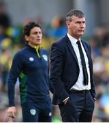 8 June 2022; Republic of Ireland manager Stephen Kenny and coach Keith Andrews, left, during the UEFA Nations League B group 1 match between Republic of Ireland and Ukraine at Aviva Stadium in Dublin. Photo by Stephen McCarthy/Sportsfile