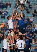10 June 2022; Joe McCarthy of Leinster wins possession in a lineout ahead of Elrigh Louw of Vodacom Bulls during the United Rugby Championship Semi-Final match between Leinster and Vodacom Bulls at the RDS Arena in Dublin. Photo by Harry Murphy/Sportsfile