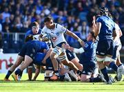 10 June 2022; Elrigh Louw of Vodacom Bulls breaks the tackle from Tadhg Furlong of Leinster during the United Rugby Championship Semi-Final match between Leinster and Vodacom Bulls at the RDS Arena in Dublin. Photo by David Fitzgerald/Sportsfile