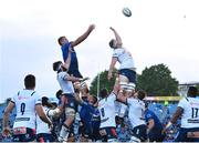 10 June 2022; Janko Swanepoel of Vodacom Bulls wins possession from a lineout during the United Rugby Championship Semi-Final match between Leinster and Vodacom Bulls at the RDS Arena in Dublin. Photo by David Fitzgerald/Sportsfile