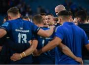 10 June 2022; Jonathan Sexton of Leinster talks to his teammates after his side's defeat in the United Rugby Championship Semi-Final match between Leinster and Vodacom Bulls at the RDS Arena in Dublin. Photo by Harry Murphy/Sportsfile