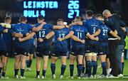 10 June 2022; The Leinster team huddle after the United Rugby Championship Semi-Final match between Leinster and Vodacom Bulls at the RDS Arena in Dublin. Photo by Brendan Moran/Sportsfile