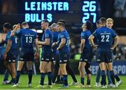 10 June 2022; Leinster players, including Rory O'Loughlin and Jordan Larmour,  after the United Rugby Championship Semi-Final match between Leinster and Vodacom Bulls at the RDS Arena in Dublin. Photo by Brendan Moran/Sportsfile