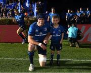 10 June 2022; Leinster captain James Ryan with mascot Con Cullen before the United Rugby Championship Semi-Final match between Leinster and Vodacom Bulls at the RDS Arena in Dublin. Photo by Harry Murphy/Sportsfile