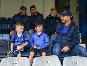 10 June 2022; Mascot Con Cullen and Tony O'Malley with Leinster players James Lowe, Dave Kearney, Harry Byrne and Tommy O'Brien before the United Rugby Championship Semi-Final match between Leinster and Vodacom Bulls at the RDS Arena in Dublin. Photo by Harry Murphy/Sportsfile