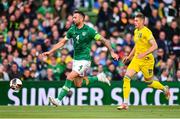 8 June 2022; Shane Duffy of Republic of Ireland and Artem Dovbyk of Ukraine during the UEFA Nations League B group 1 match between Republic of Ireland and Ukraine at Aviva Stadium in Dublin. Photo by Ben McShane/Sportsfile