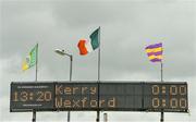 11 June 2022; A general view of the scoreboard before the GAA Hurling All-Ireland Senior Championship Preliminary Quarter-Final match between Kerry and Wexford at Austin Stack Park in Tralee, Kerry. Photo by Diarmuid Greene/Sportsfile