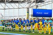 8 June 2022; Ukraine players before the UEFA Nations League B group 1 match between Republic of Ireland and Ukraine at Aviva Stadium in Dublin. Photo by Ben McShane/Sportsfile