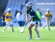 8 June 2022; David Lombard of St Pius X BNS in action against St Laurence's, Kilmacud, in the Corn Marino final during the Allianz Cumann na mBunscoil Hurling Finals in Croke Park, Dublin. Over 2,800 schools and 200,000 students are set to compete in the primary schools competition this year with finals taking place across the country. Allianz and Cumann na mBunscol are also gifting 500 footballs, 200 hurleys and 200 sliotars to schools across the country to welcome Ukrainian students into our national games and local communities. Photo by Piaras Ó Mídheach/Sportsfile
