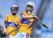 8 June 2022; Joseph Davy of St Laurence's, Kilmacud, in action against St Pius X BNS in the Corn Marino final during the Allianz Cumann na mBunscoil Hurling Finals in Croke Park, Dublin. Over 2,800 schools and 200,000 students are set to compete in the primary schools competition this year with finals taking place across the country. Allianz and Cumann na mBunscol are also gifting 500 footballs, 200 hurleys and 200 sliotars to schools across the country to welcome Ukrainian students into our national games and local communities. Photo by Piaras Ó Mídheach/Sportsfile