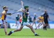 8 June 2022; Darragh O'Brien of St Pius X BNS in action against Sam Mahony of St Laurence's, Kilmacud, during the Corn Marino final at the Allianz Cumann na mBunscoil Hurling Finals in Croke Park, Dublin. Over 2,800 schools and 200,000 students are set to compete in the primary schools competition this year with finals taking place across the country. Allianz and Cumann na mBunscol are also gifting 500 footballs, 200 hurleys and 200 sliotars to schools across the country to welcome Ukrainian students into our national games and local communities. Photo by Piaras Ó Mídheach/Sportsfile
