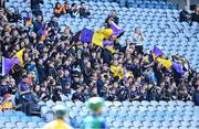 8 June 2022; Supporters of St Laurence's, Kilmacud, during the Corn Marino final against St Pius X BNS at the Allianz Cumann na mBunscoil Hurling Finals in Croke Park, Dublin. Over 2,800 schools and 200,000 students are set to compete in the primary schools competition this year with finals taking place across the country. Allianz and Cumann na mBunscol are also gifting 500 footballs, 200 hurleys and 200 sliotars to schools across the country to welcome Ukrainian students into our national games and local communities. Photo by Piaras Ó Mídheach/Sportsfile