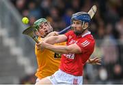 11 June 2022; Conor Lehane of Cork in action against Gerard Walsh of Antrim during the GAA Hurling All-Ireland Senior Championship Preliminary Quarter-Final match between Antrim and Cork at Corrigan Park in Belfast. Photo by Ramsey Cardy/Sportsfile
