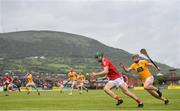 11 June 2022; Séamus Harnedy of Cork in action against Eoghan Campbell of Antrim during the GAA Hurling All-Ireland Senior Championship Preliminary Quarter-Final match between Antrim and Cork at Corrigan Park in Belfast. Photo by Ramsey Cardy/Sportsfile