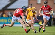 11 June 2022; Conor Lehane of Cork in action against Michael Bradley of Antrim during the GAA Hurling All-Ireland Senior Championship Preliminary Quarter-Final match between Antrim and Cork at Corrigan Park in Belfast. Photo by Ramsey Cardy/Sportsfile