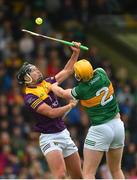 11 June 2022; Conor McDonald of Wexford in action against Conor O'Keeffe of Kerry during the GAA Hurling All-Ireland Senior Championship Preliminary Quarter-Final match between Kerry and Wexford at Austin Stack Park in Tralee, Kerry. Photo by Diarmuid Greene/Sportsfile