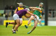 11 June 2022; Conor Devitt of Wexford breaks his hurley while blocking a shot from Podge Boyle of Kerry during the GAA Hurling All-Ireland Senior Championship Preliminary Quarter-Final match between Kerry and Wexford at Austin Stack Park in Tralee, Kerry. Photo by Diarmuid Greene/Sportsfile