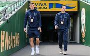 11 June 2022; Jason Knight, left, and Josh Cullen of Republic of Ireland before the UEFA Nations League B group 1 match between Republic of Ireland and Scotland at the Aviva Stadium in Dublin. Photo by Stephen McCarthy/Sportsfile