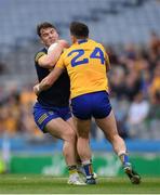 11 June 2022; Cian McKeon of Roscommon in action against Keelan Sexton of Clare during the GAA Football All-Ireland Senior Championship Round 2 match between Clare and Roscommon at Croke Park in Dublin. Photo by Ray McManus/Sportsfile
