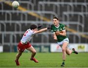 11 June 2022; Donagh O'Sullivan of Kerry in action against Joey Clarke of Tyrone during the Electric Ireland GAA Football All-Ireland Minor Championship Quarter-Final match between Tyrone and Kerry at MW Hire O'Moore Park in Portlaoise, Laois. Photo by David Fitzgerald/Sportsfile