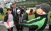 11 June 2022; Republic of Ireland manager Stephen Kenny poses for a selfie with supporters before the UEFA Nations League B group 1 match between Republic of Ireland and Scotland at the Aviva Stadium in Dublin. Photo by Stephen McCarthy/Sportsfile
