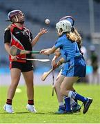 8 June 2022; Riley Monson of St Olaf's, Sandyford, in action against Garran Mhuire, Goatstown, during the Corn Haughey final at the Allianz Cumann na mBunscoil Hurling Finals in Croke Park, Dublin. Over 2,800 schools and 200,000 students are set to compete in the primary schools competition this year with finals taking place across the country. Allianz and Cumann na mBunscol are also gifting 500 footballs, 200 hurleys and 200 sliotars to schools across the country to welcome Ukrainian students into our national games and local communities. Photo by Piaras Ó Mídheach/Sportsfile