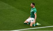 11 June 2022; Alan Browne of Republic of Ireland celebrates after scoring his side's first goal during the UEFA Nations League B group 1 match between Republic of Ireland and Scotland at the Aviva Stadium in Dublin. Photo by Ben McShane/Sportsfile
